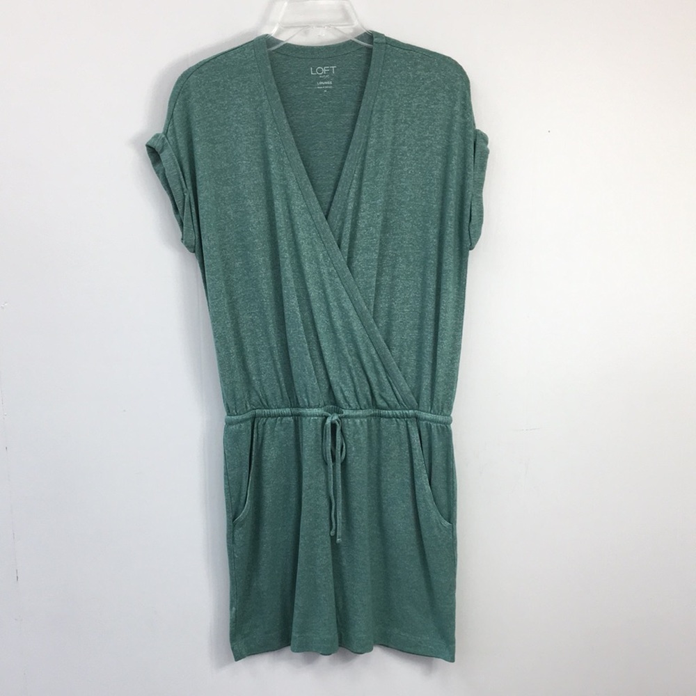 LOFT Outlet Loung Cozy Green Wrap Dress Size M EXCELLENT Condition